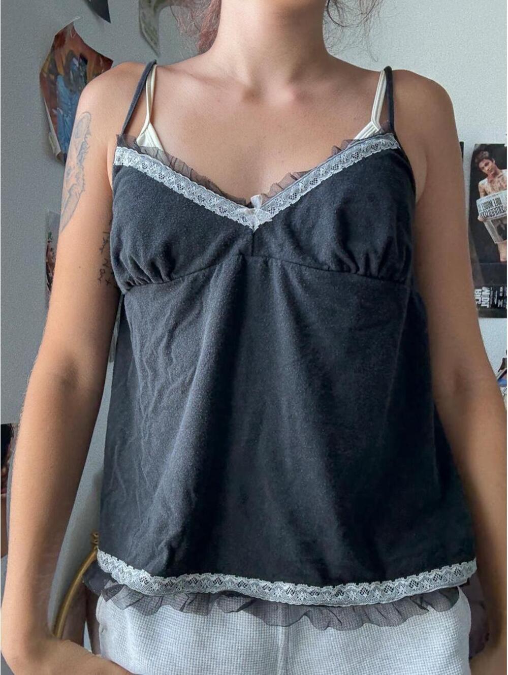 Victoria's Secret Women's Black and Grey Vests-tanks-cami
